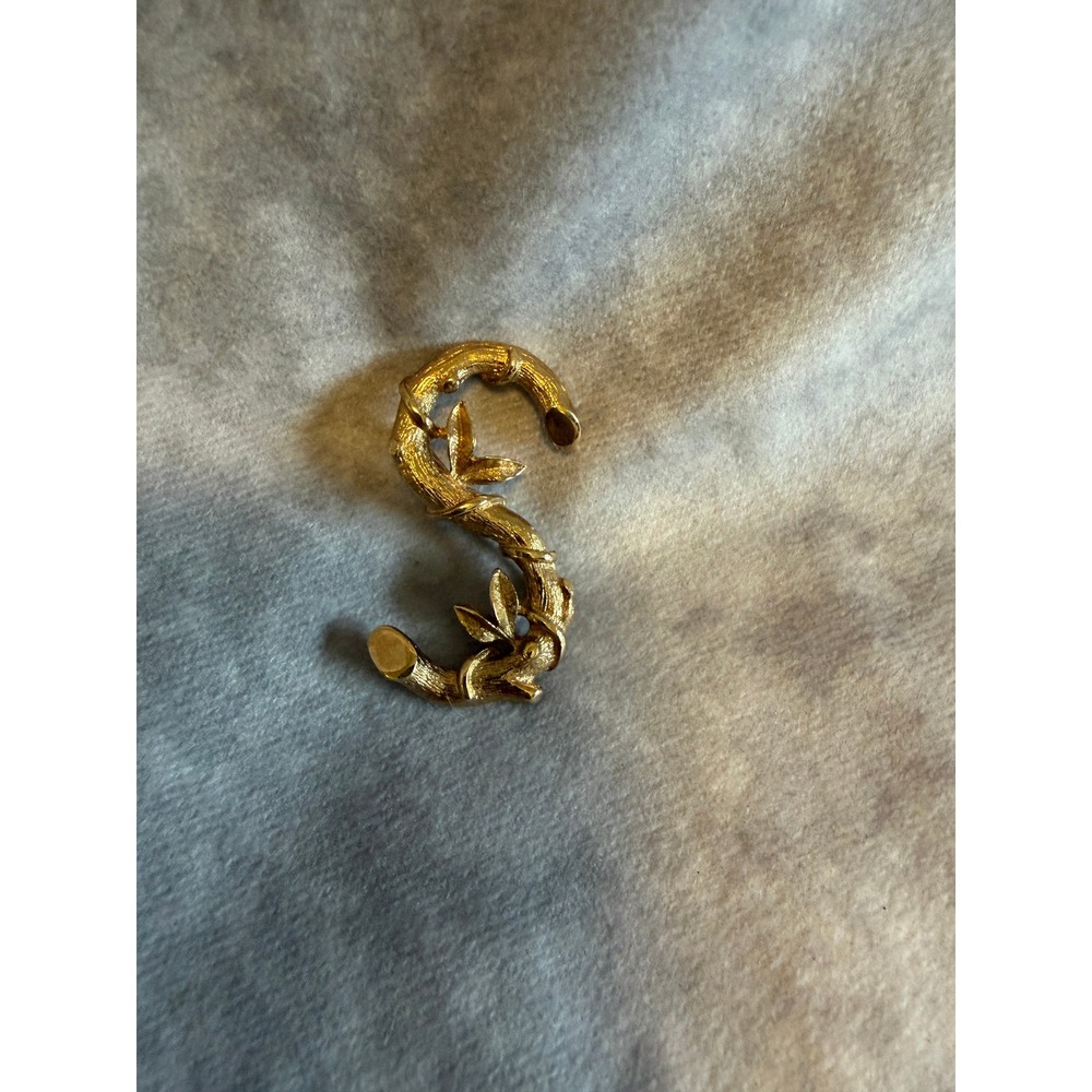 Vintage Sarah Coventry Gold Tone Initial S Branch Leaf Brooch Pin Signed - Picture 2 of 5